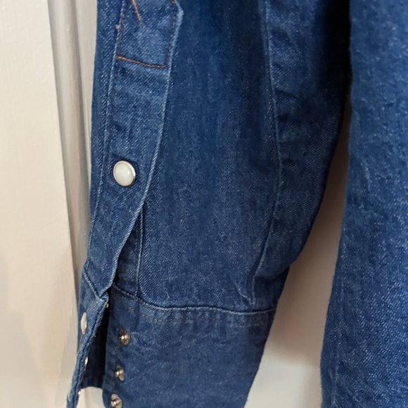 Vintage‎ Pearl Snap Wrangler Men's Dark Blue Button-Down Shirt - Picture 8 of 8